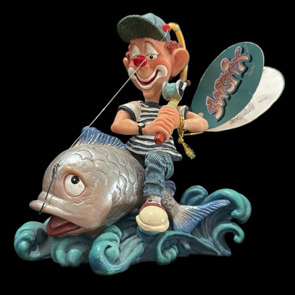 Vintage Cast Art Slapstix Hook, Line & Sinker Figurine Fishing Clown #04138 1999